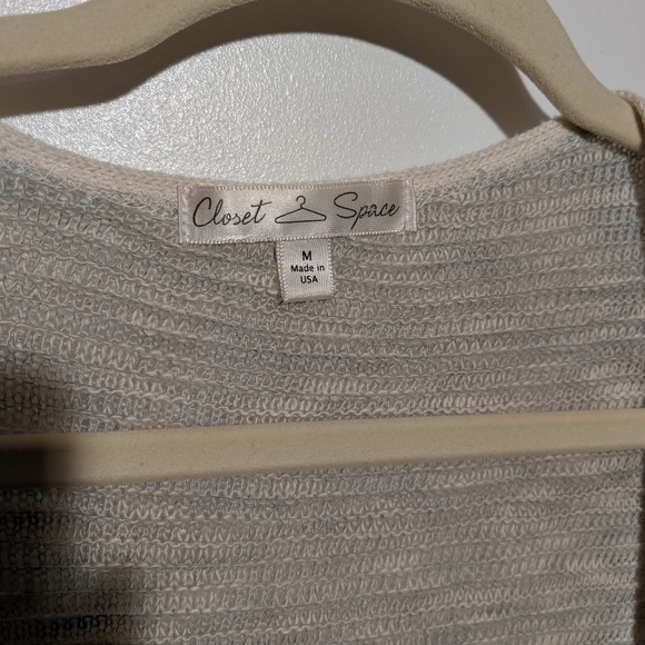 Closet Space Cream and Gray Cardigan Sweater Sz M - Picture 3 of 5